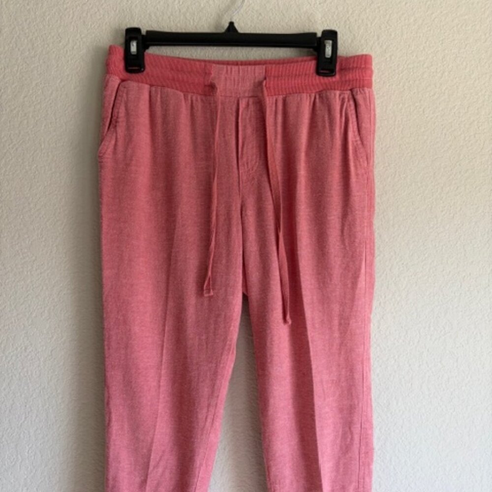 Susma Women's Coral Linen Blend Drawstring Pants Size XS Summer Resort Comfy - Picture 3 of 9